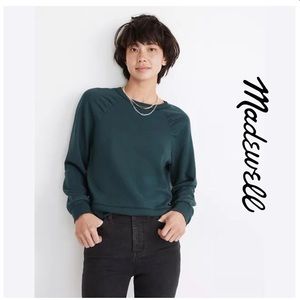 Madewell Gathered Puff-sleeve Sweatshirt - M - Green Lane